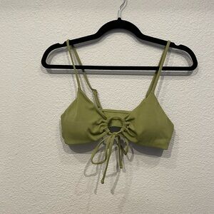 Olive Green Front Tie Boho Bikini Top